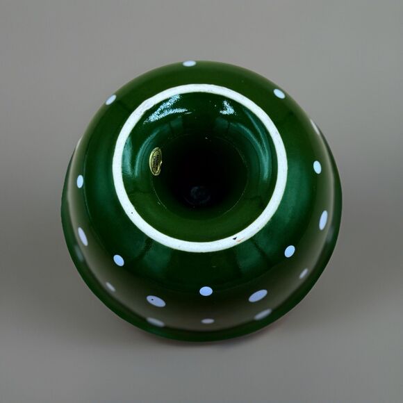 Vintage Green Polka Dot Ceramic Bundt Cake Mold Retro Kitsch Kitchen Decor - Picture 3 of 3